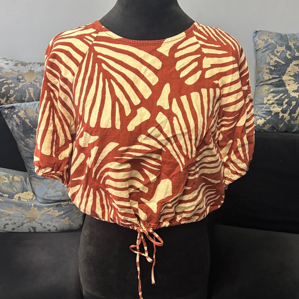 Banana Republic Factory Burnt Sienna and Cream Crop Top